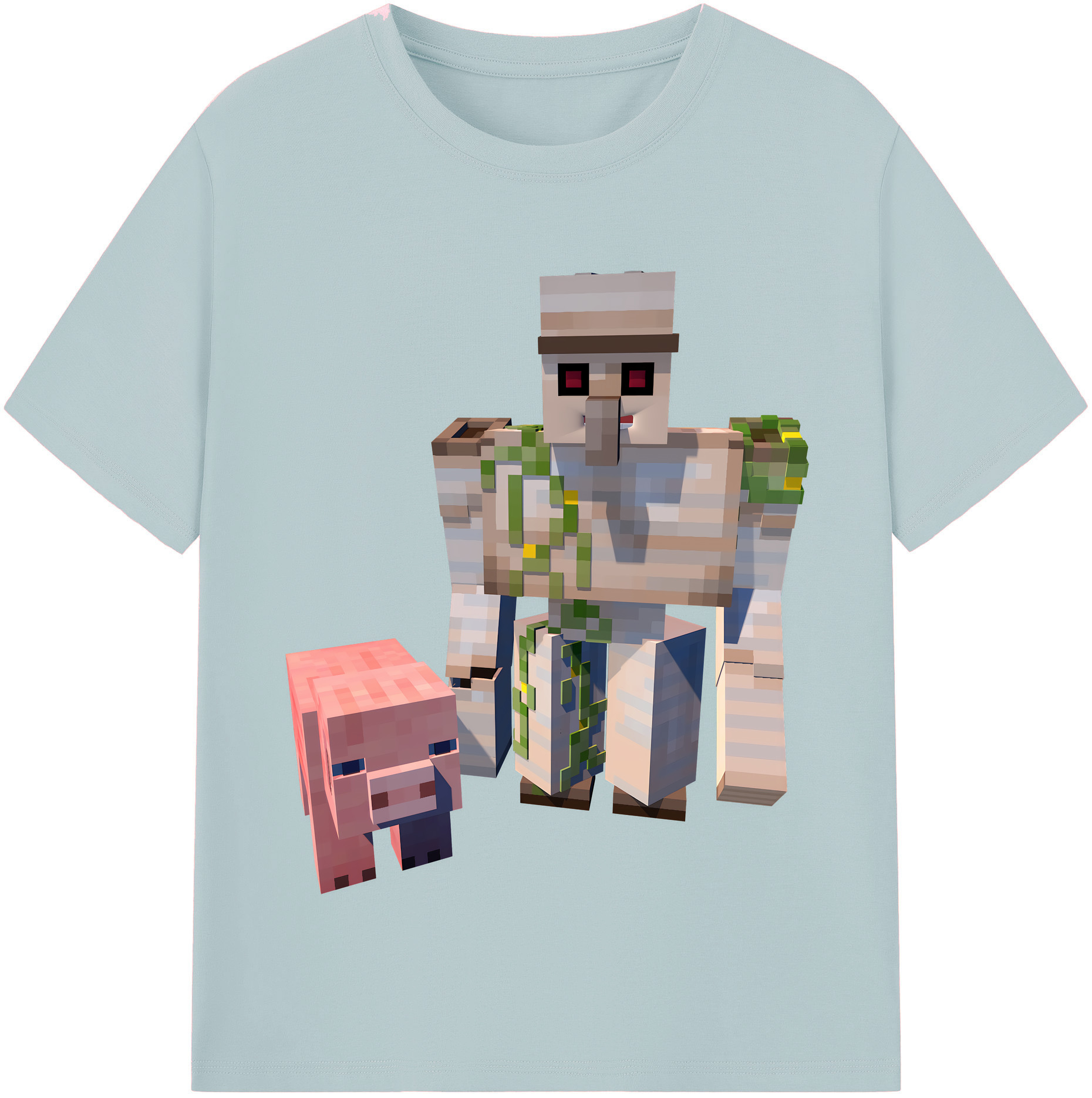 （画像用） マインクラフト ブロックの世界 Minecraft MC Block world 綿100％半袖Tシャツ（フロントプリント）